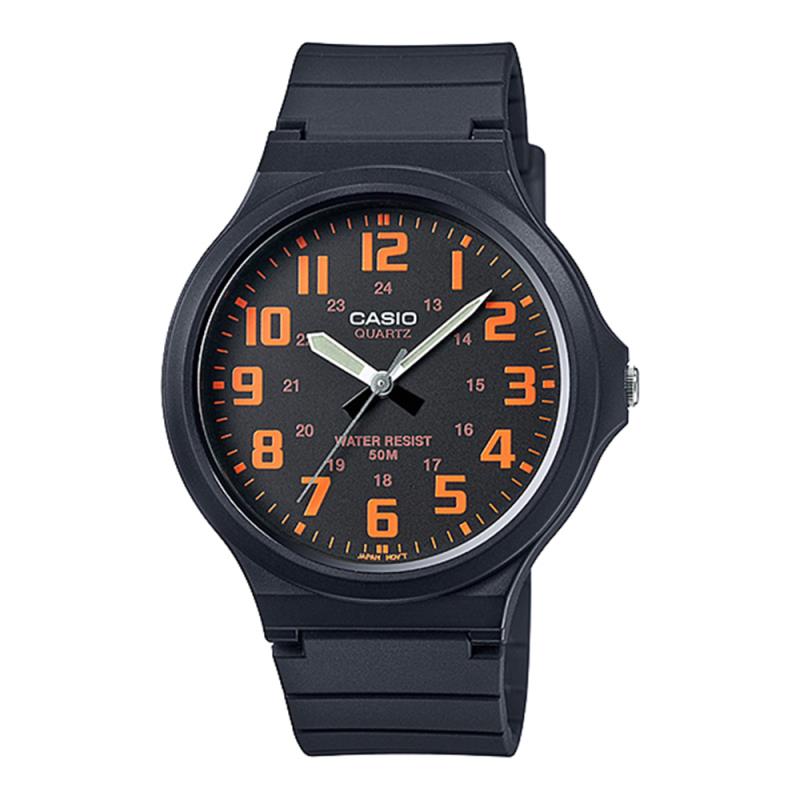 Mens Analogue Watch with Resin Strap - Black