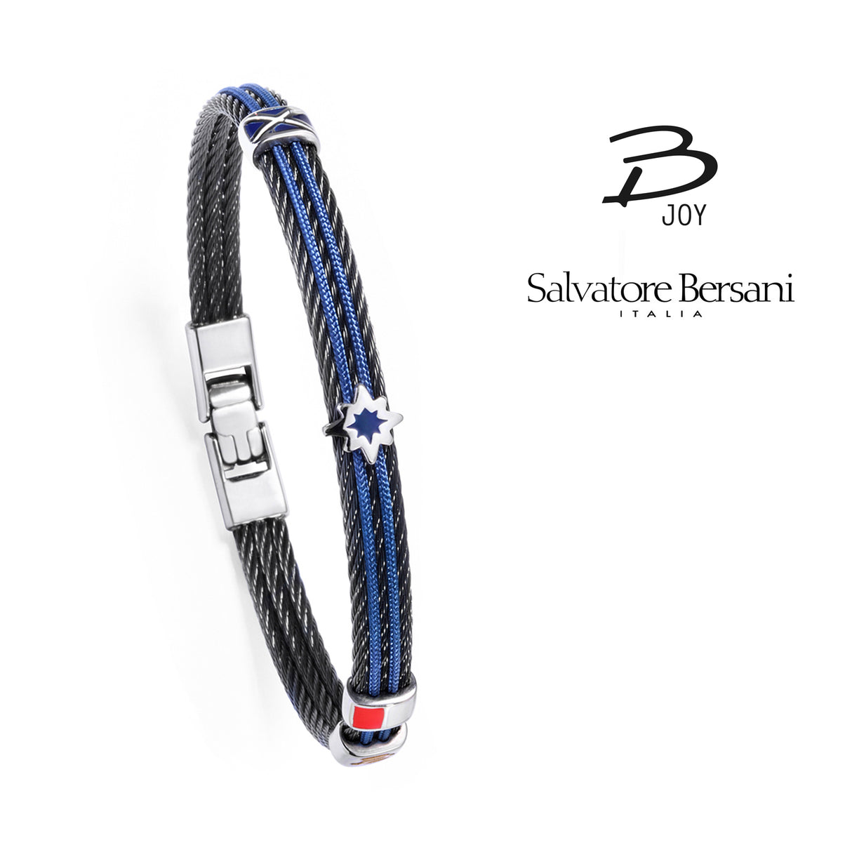 Salvatore Bersani B JOY Marine Bracelet — Nautical Star | Black PVD Blue Cord