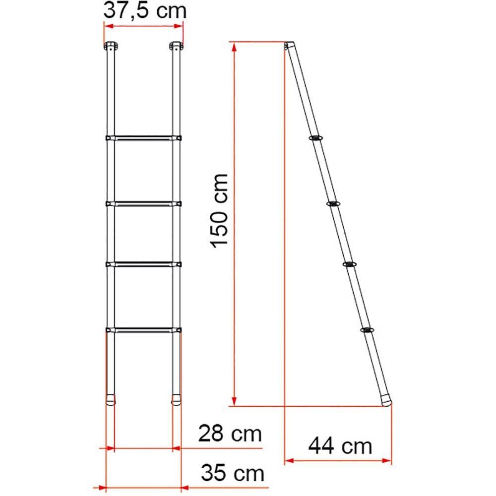 Fiamma Deluxe 4B Bunk Ladder Aluminium 150cm High x 28cm Wide 02426-12-