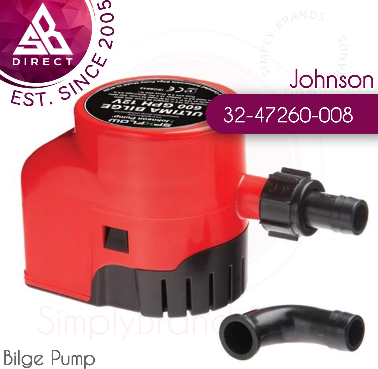 Johnson Ultima Bilge 1000GPH 12V Integrated Switch