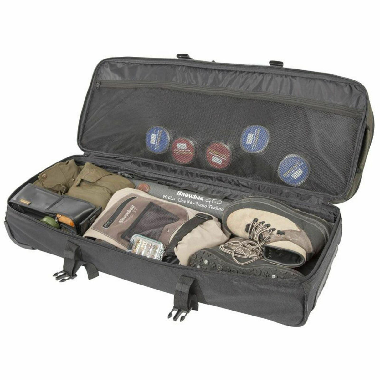 Snowbee XS Deluxe Travel Rolling Bag with PullOut Handle, For Fishing, Green/Black