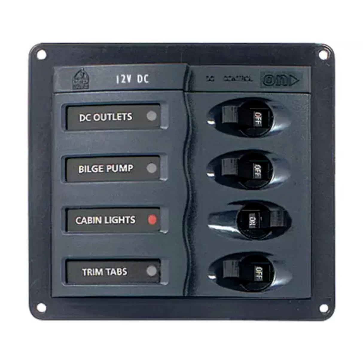 BEP Circuit Breaker Panel Horizontal (12V DC / 4-Way) - PROTEUS MARINE STORE