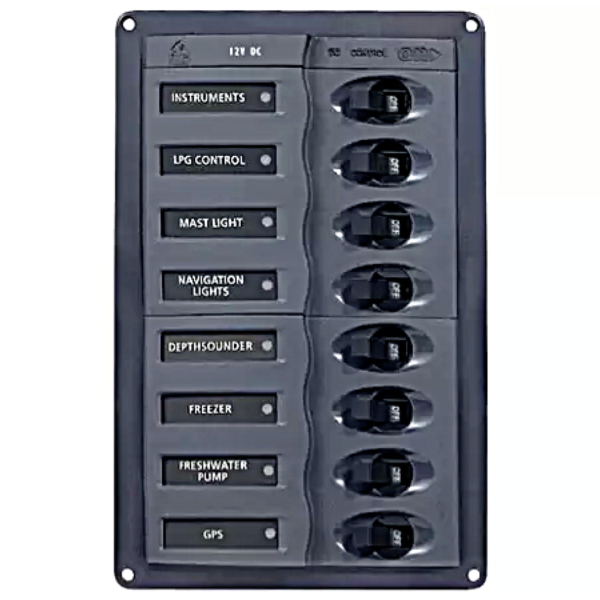 BEP 12V DC Circuit Breaker Panel 8-Way Vertical (No Meters) - PROTEUS MARINE STORE