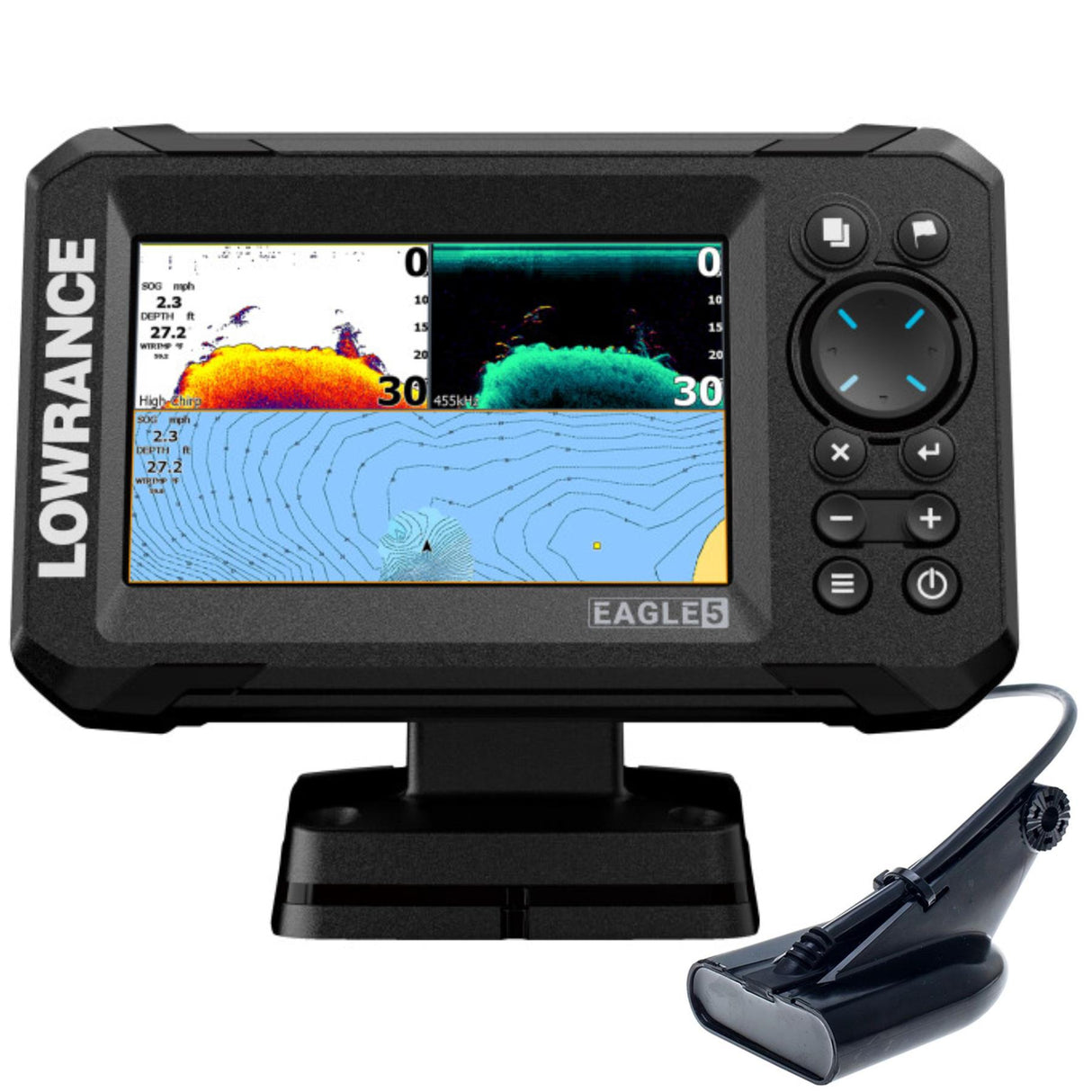 Lowrance Eagle 5 Fishfinder/ Chartplotter with 50/200 HDI Transducer, Pre-loaded Worldwide Basemap
