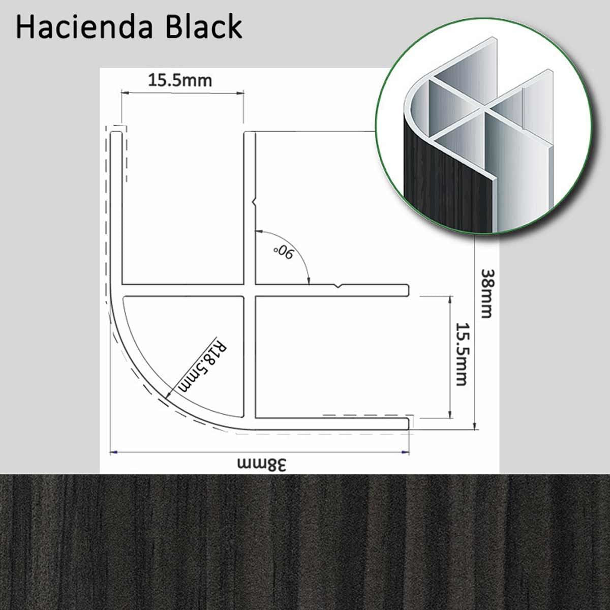 Corner Profile Hacienda Black Finish 38 x 38 x 2200mm
