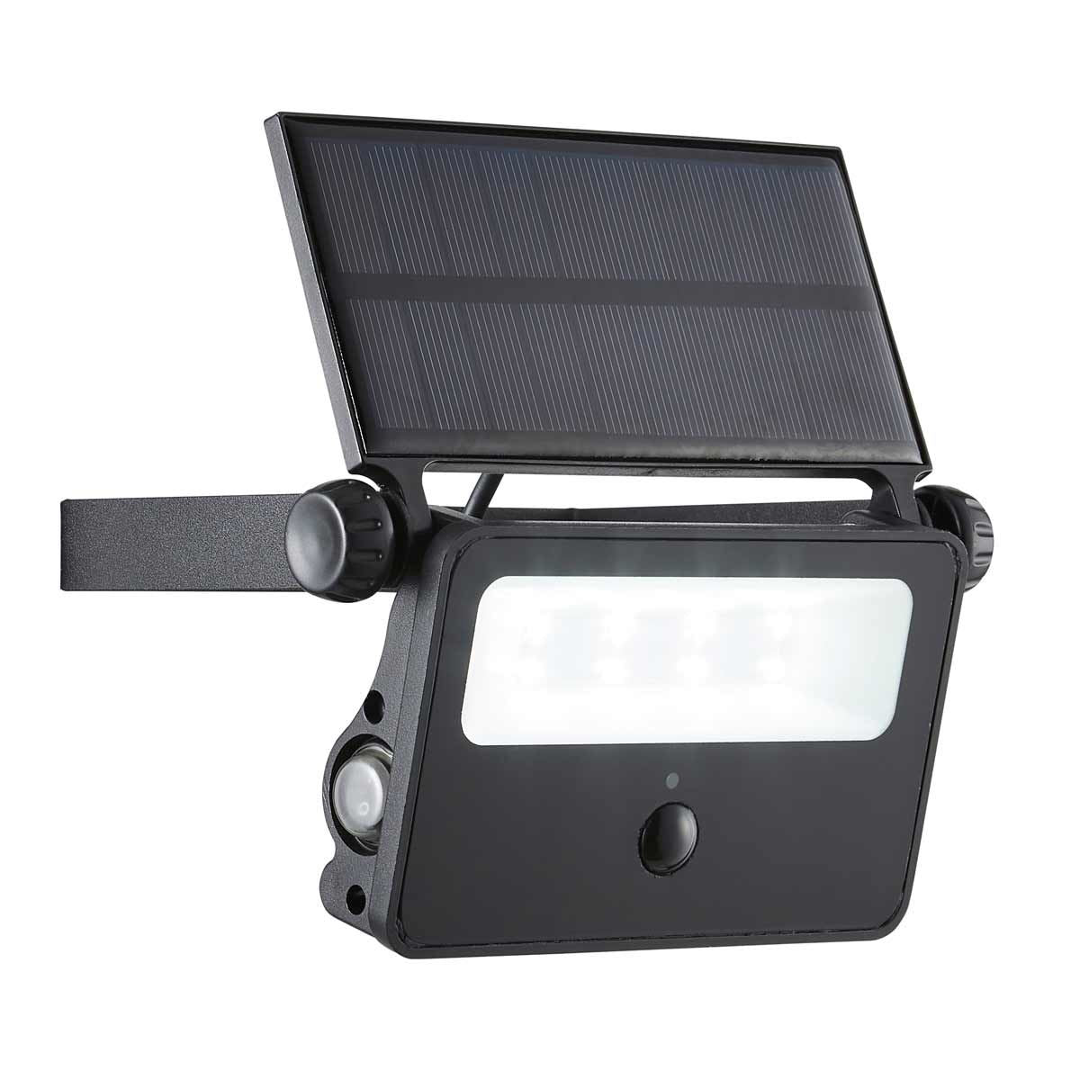 Solar Powered Security Floodlight with PIR Black (200lm / 2W)