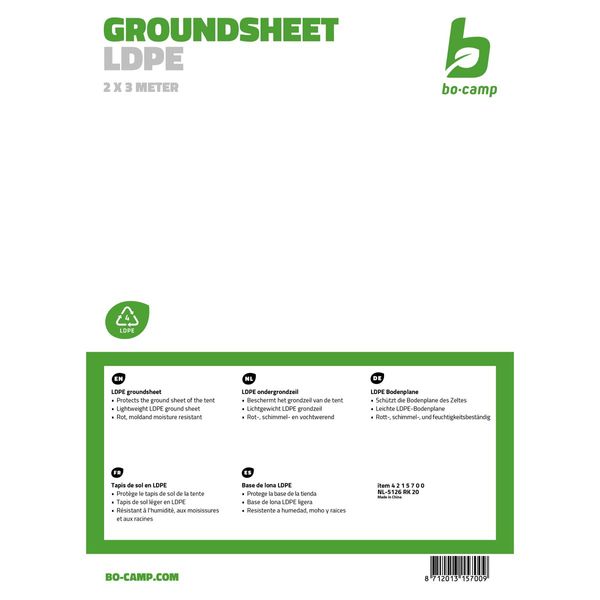 Bo-Camp Groundsheet Tarpaulin Transparent 2 x 3 Metres, For Camping Outdoor Use