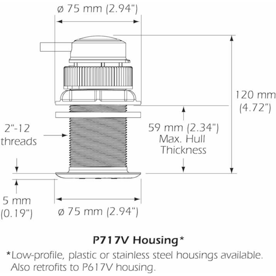 Airmar DX900+ Multilog Electromagnetic Speed/Temp Sensor, Plastic Thru-hull Transducer - PROTEUS MARINE STORE