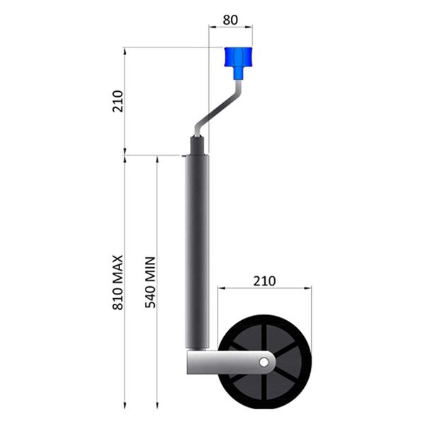 Maypole MP9757 48mm 200kg Max Medium Duty Caravan Jockey Wheel