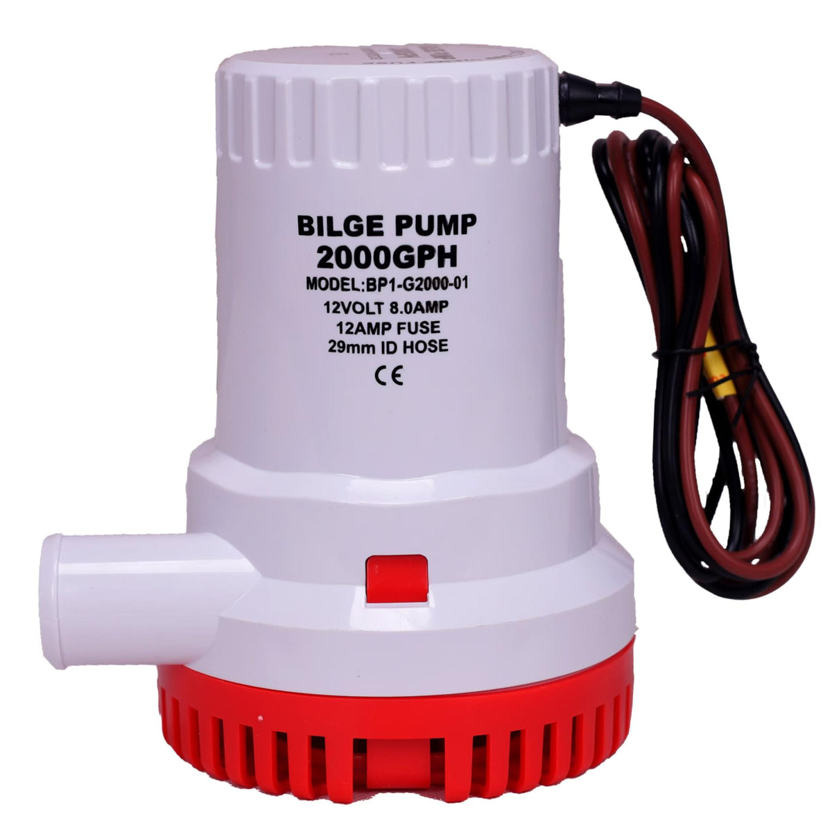 Acquaflo 12V 2000GPH Bilge Pump Non Automatic 1-1/8" Dia. for Boat Marine Yacht