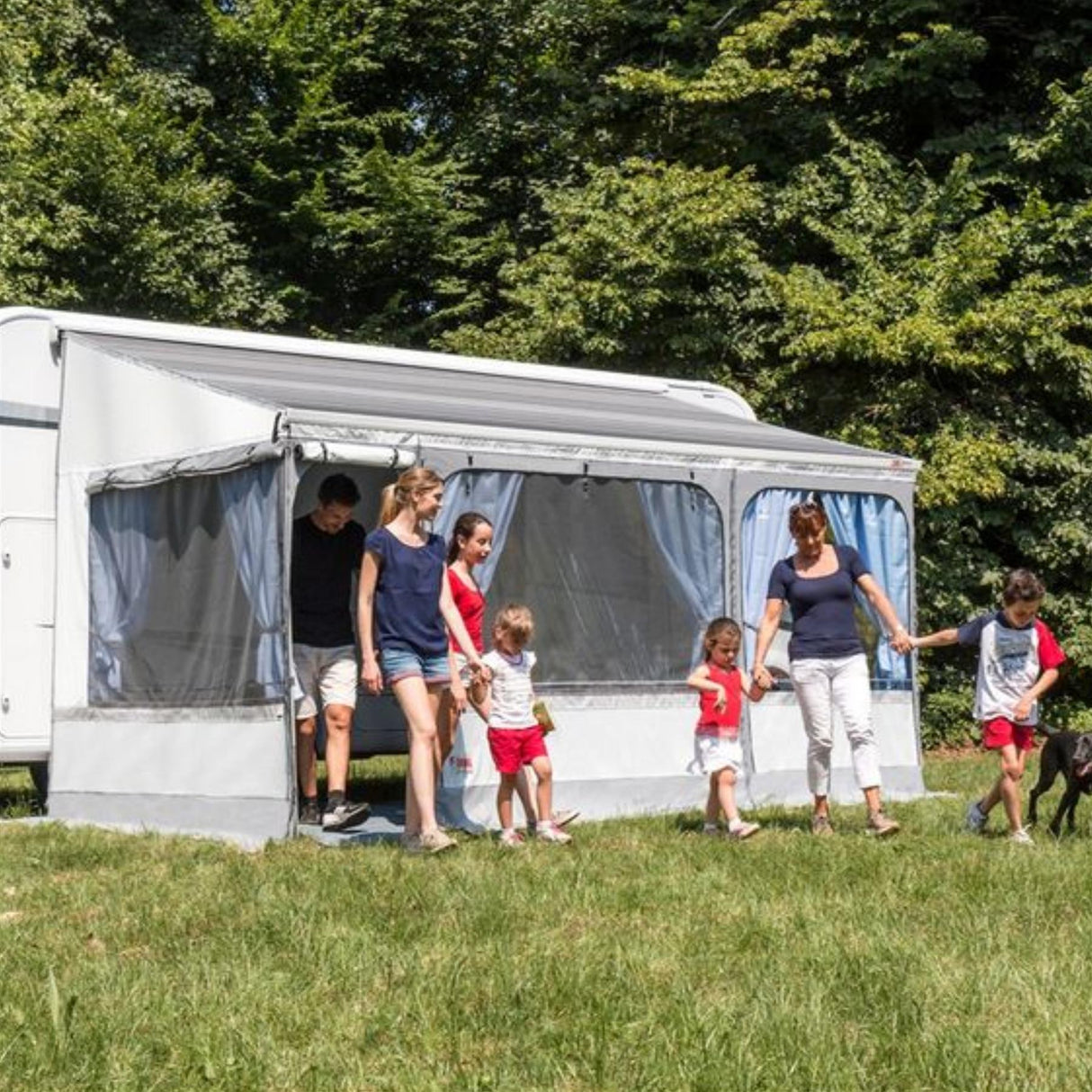 Fiamma Polar White F45S 350 Awning Royal Grey Fabric