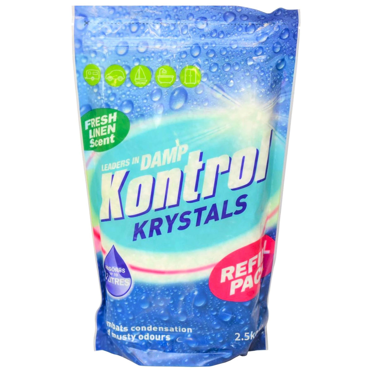 Kontrol Moisture Trap Damp Absorber Refill Krystals Pack 2.5kg - Fresh Linen Scent Crystals
