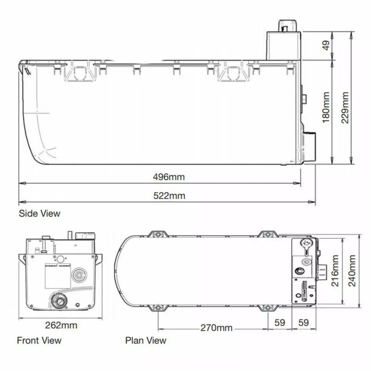 Whale Expanse 8L Underfloor Water Heater Gas & Electric, Flue Kit Motorhome