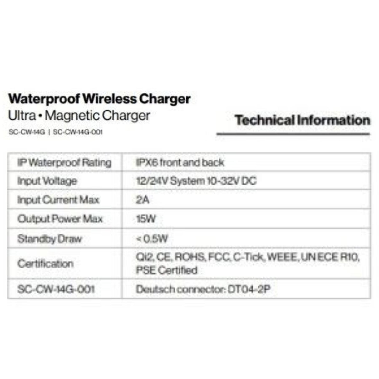 Scanstrut Wireless Ultra 15W Qi2 Magnetic Waterproof 12/24V iPhone Charger SC-CW-14G