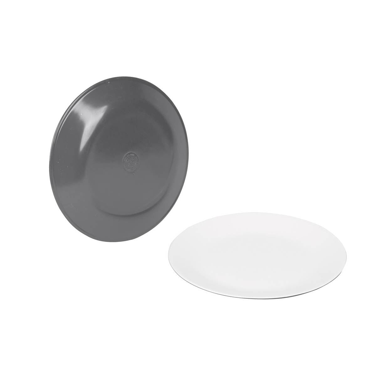 Bo-Camp Dinner Plate Two Tone Melamine 4 Pieces Grey