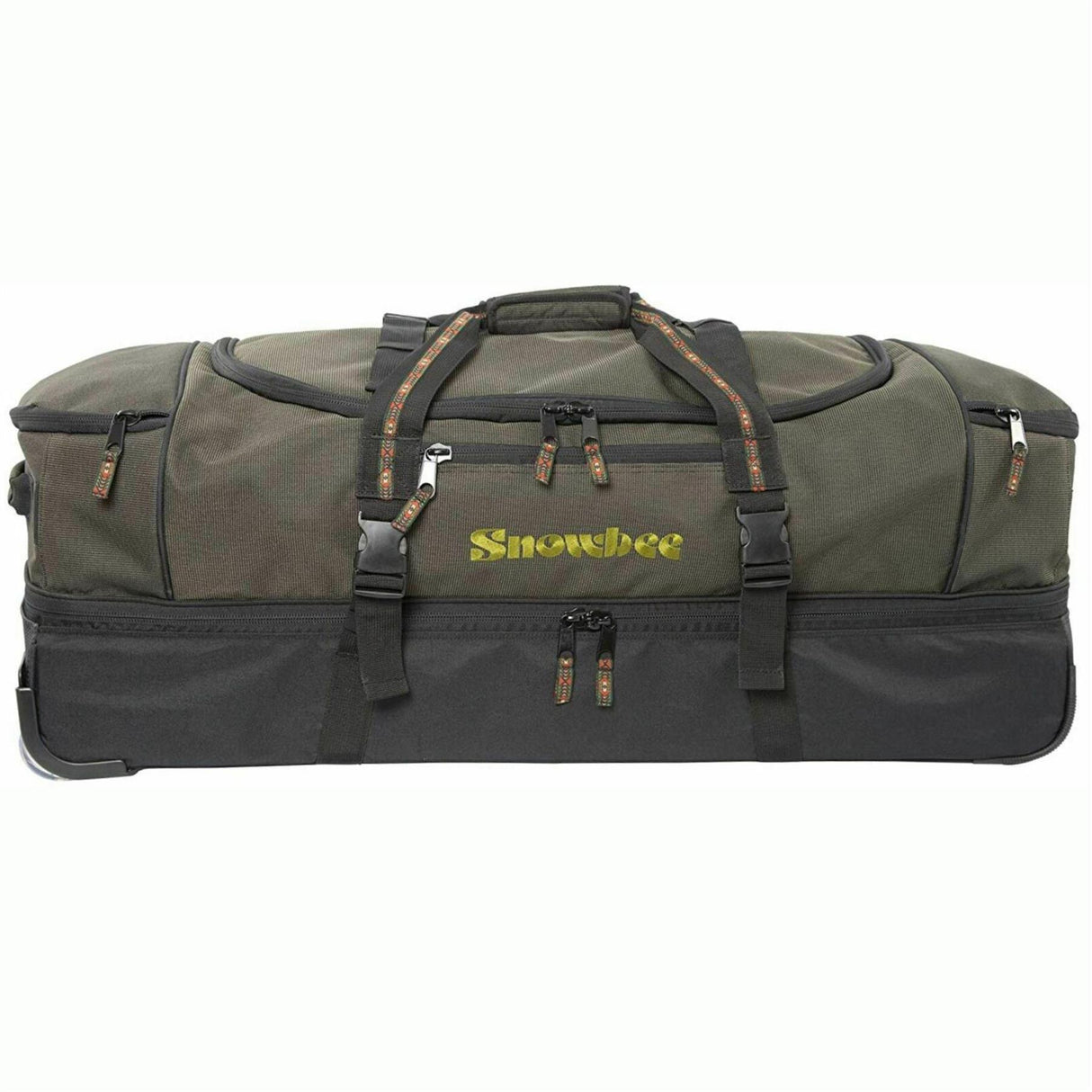 Snowbee XS Deluxe Travel Rolling Bag with PullOut Handle, For Fishing, Green/Black