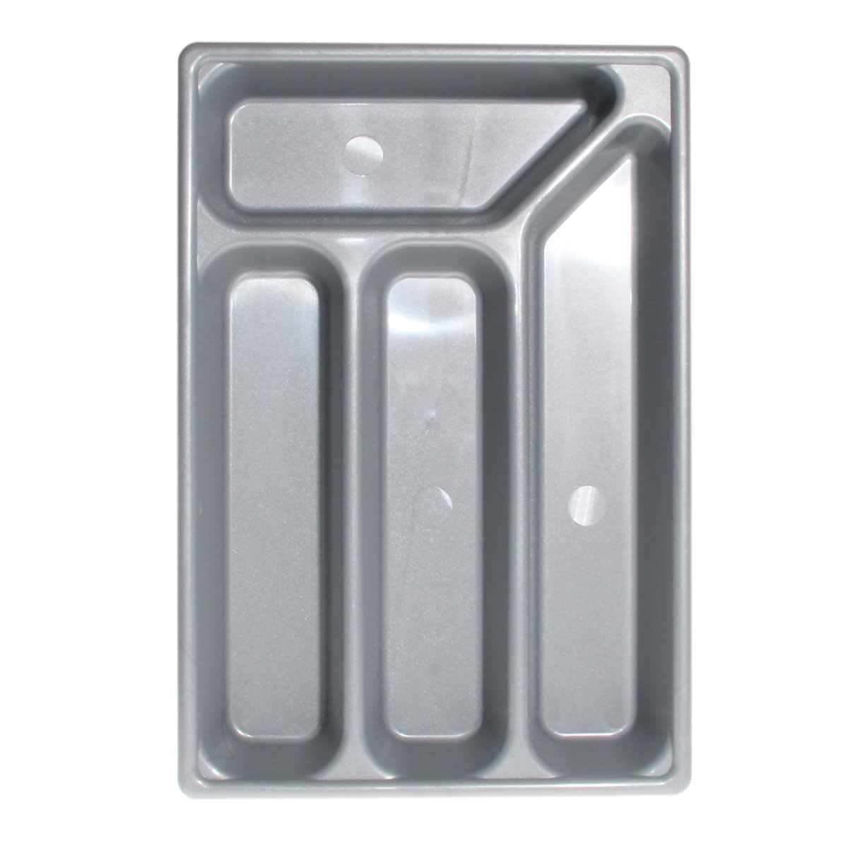 Plastic Cutlery Tray with 4 Compartments 356 x 243mm (Silver)