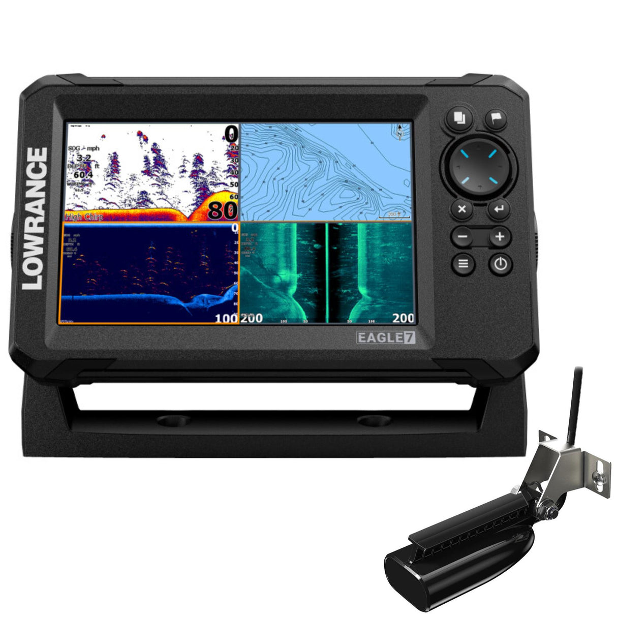 Lowrance Eagle 7 Fishfinder/ Chartplotter with SplitShot HD Transducer - Worldwide Base map