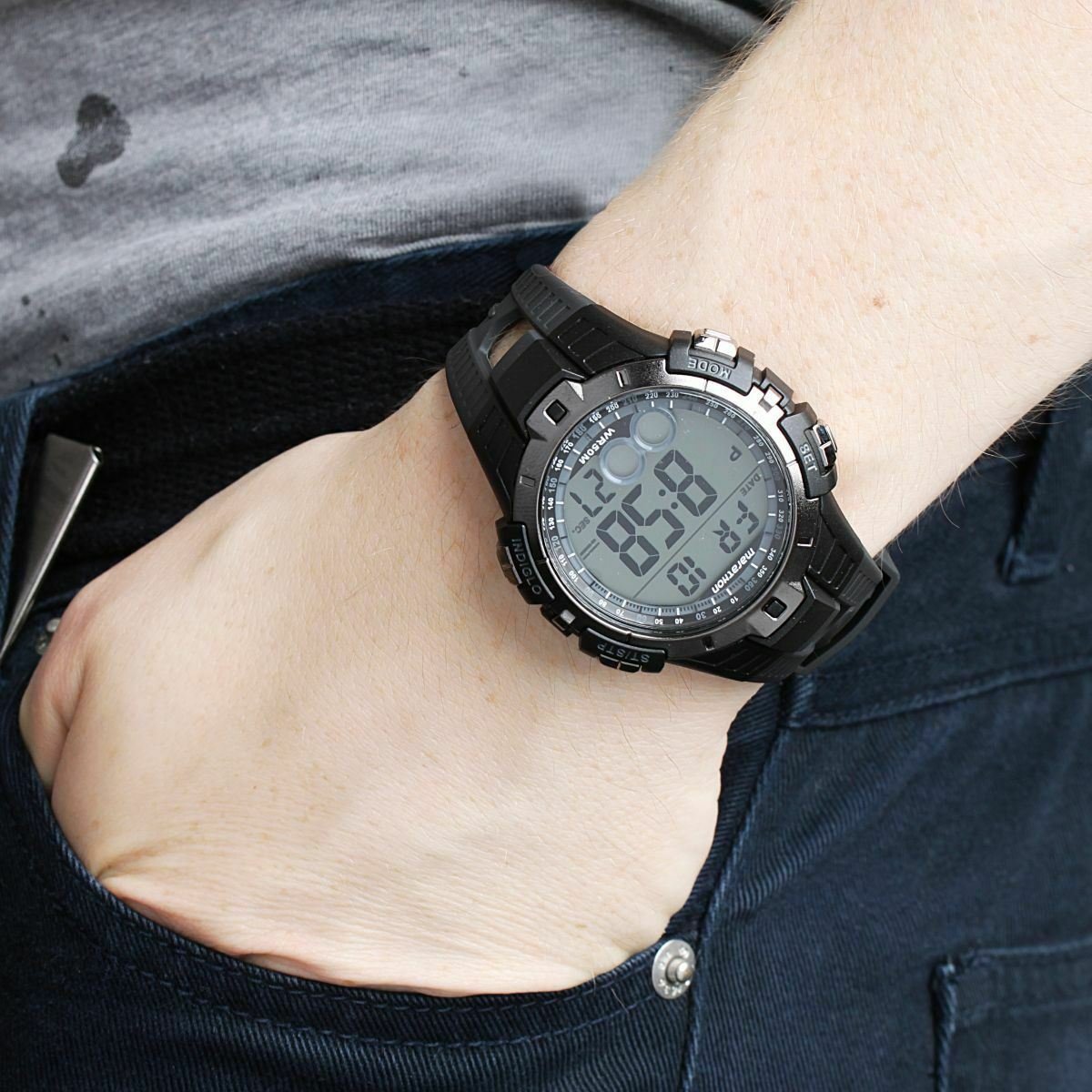 Mens Marathon Full-Size Digital Watch - Black/Grey