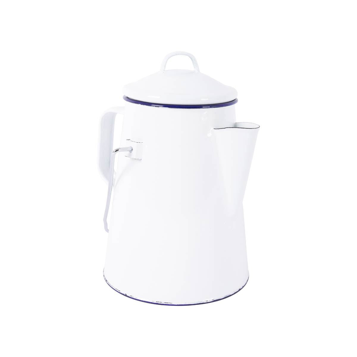 Bo-Camp Tea Kettle Enamel White/Blue 1.6L