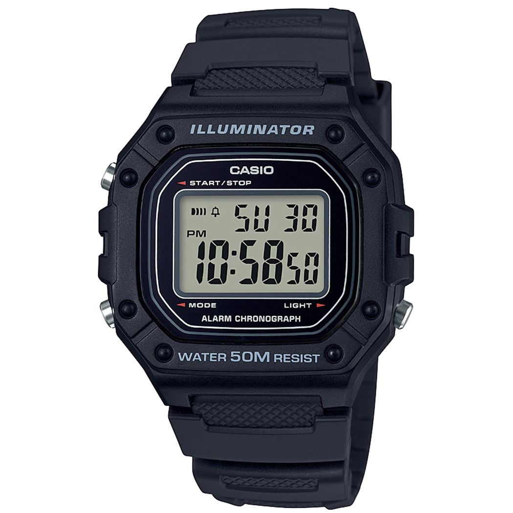 Mens Digital Sports Watch Alarm Chronograph 50M - Black Resin