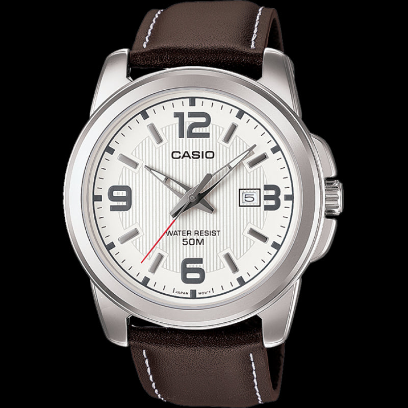 Mens Analogue Watch - Brown with Silver Case