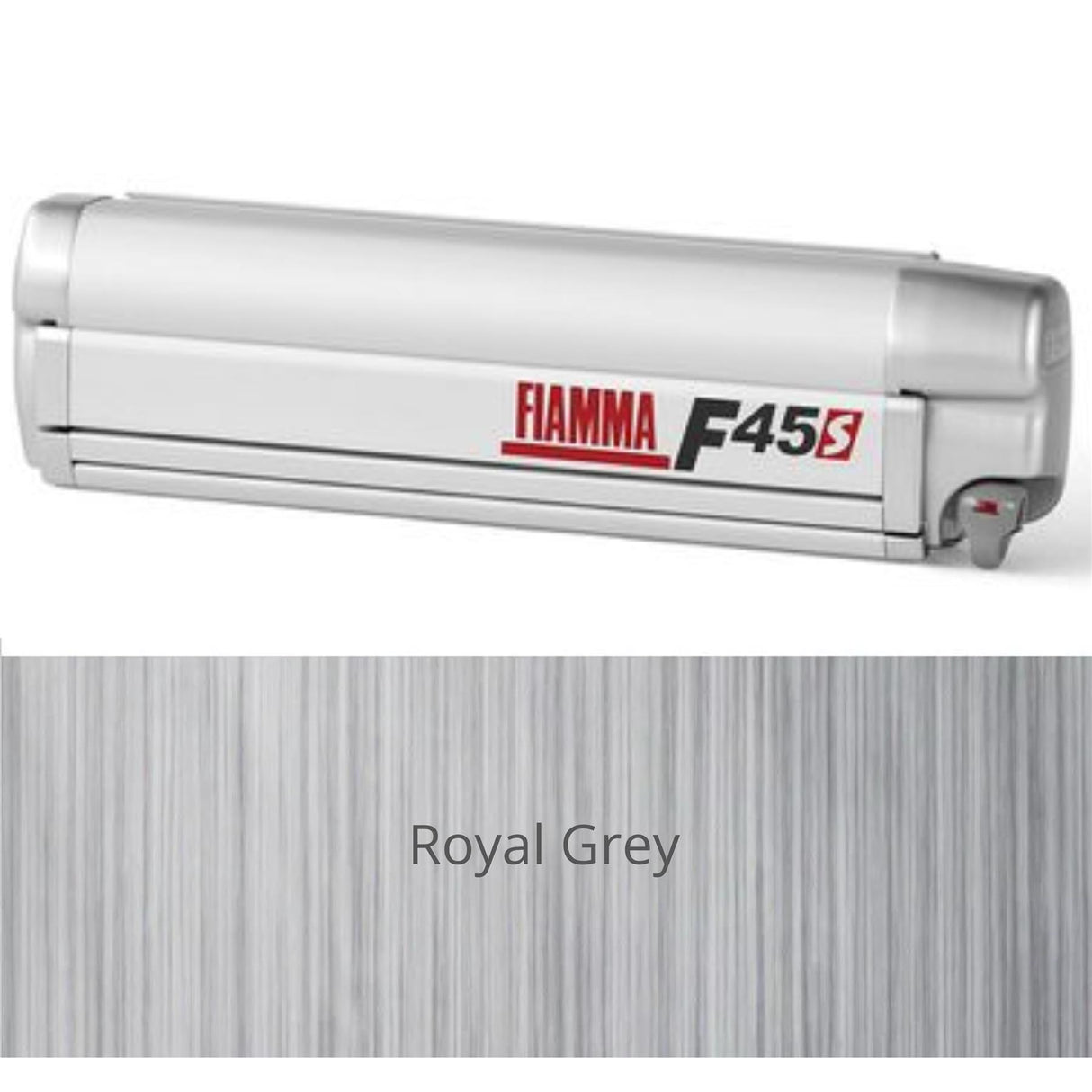 Fiamma F45S 425cm Awning Roll Out Sun Polar White Case, Royal Grey Fabric