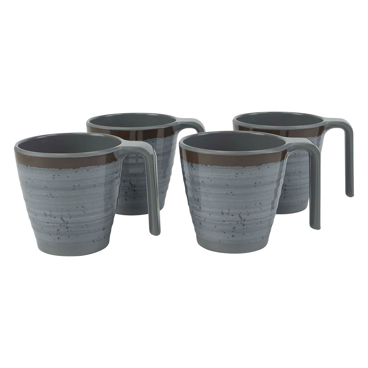 Bo-Camp Mug Halo M Melamine Tableware 4 Pieces - Grey, Lightweight & Sturdy Mugs