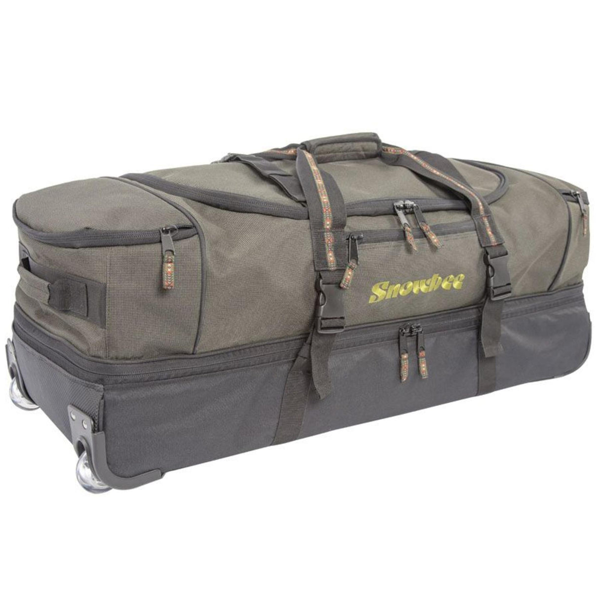Snowbee XS Deluxe Travel Rolling Bag with PullOut Handle, For Fishing, Green/Black
