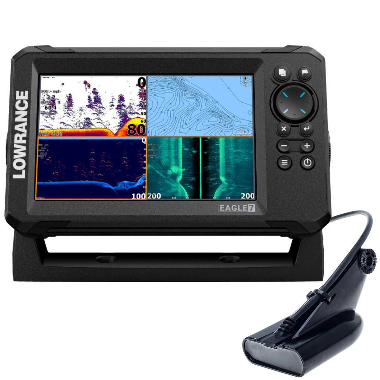 Lowrance Eagle 7 Fishfinder/ Chartplotter with 50/200 HDI Transducer - Worldwide Base map