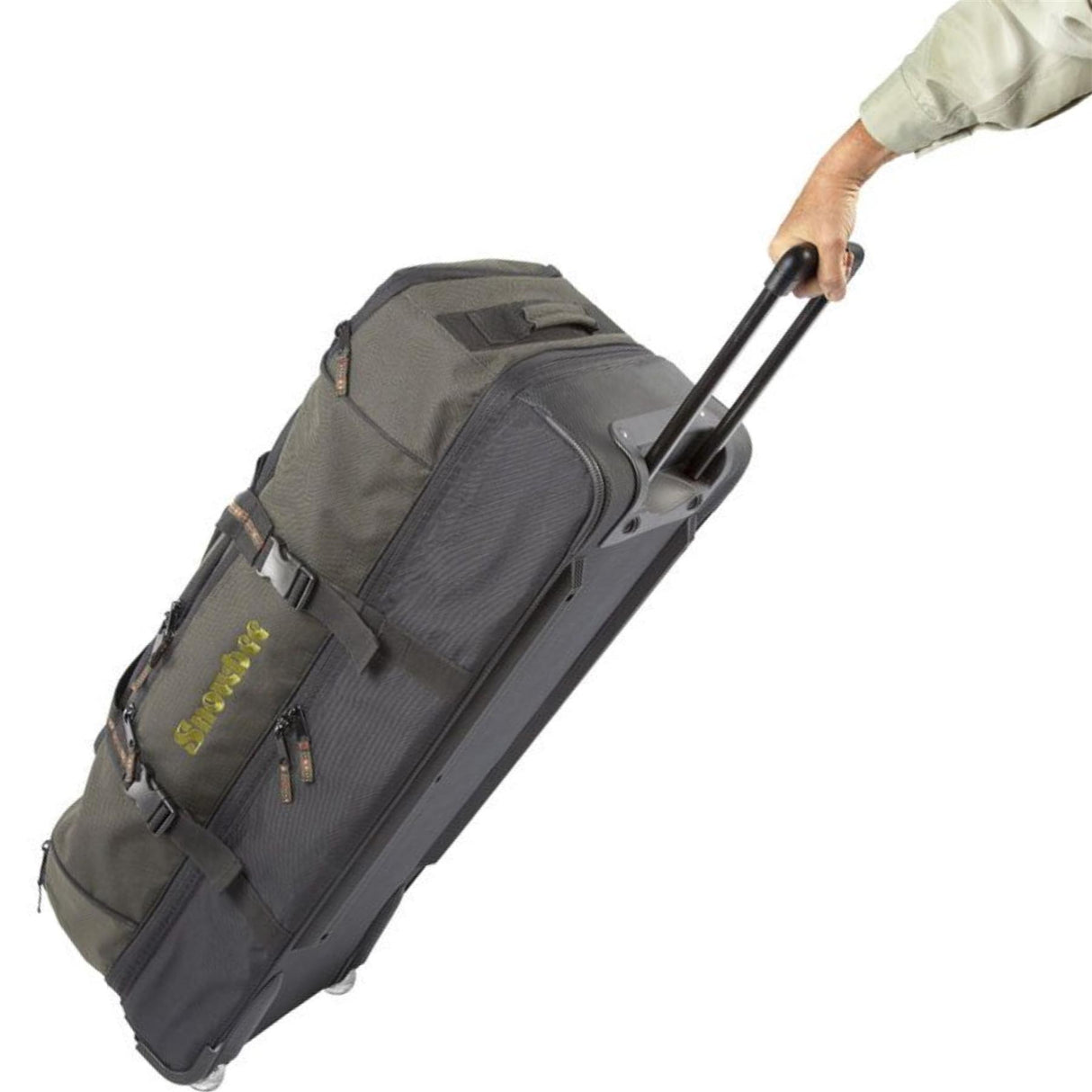 Snowbee XS Deluxe Travel Rolling Bag with PullOut Handle, For Fishing, Green/Black