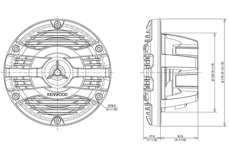 Kenwood KFC-1653MRW 2 Way Marine Boat Flush Mount Coaxial Speaker - PROTEUS MARINE STORE