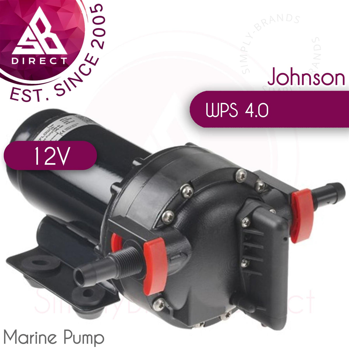 Johnson Aqua Jet WPS 4.0GPM Pump 12V (3/8" 1/2" BSP, 1/2" 3/4" Hose, 2.8 Bar)
