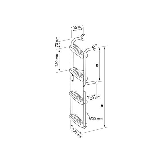 St. Steel folding ladder, 90° crook