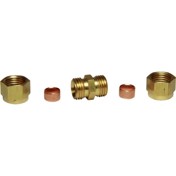 AG Brass Straight Coupling 5/16" x 5/16" - PROTEUS MARINE STORE
