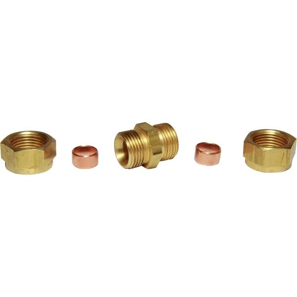 AG Brass Straight Coupling 3/8" x 3/8" - PROTEUS MARINE STORE