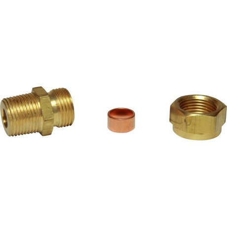 AG Brass Male Stud Coupling 3/8" x 3/8" BSP Taper - PROTEUS MARINE STORE