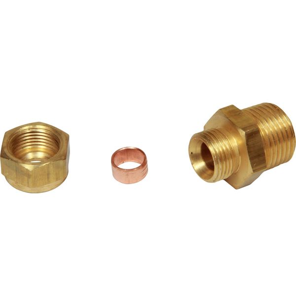 AG Brass Male Stud Coupling 3/8" x 1/2" BSP Taper - PROTEUS MARINE STORE