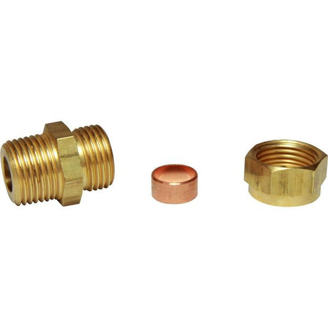 AG Brass Male Stud Coupling 1/2" x 1/2" BSP Taper - PROTEUS MARINE STORE