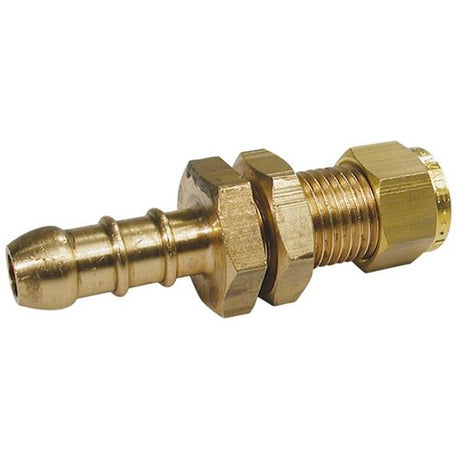 AG Brass Bulkhead Nozzle 3/8" Compression x 3/8" Hose Tail - PROTEUS MARINE STORE