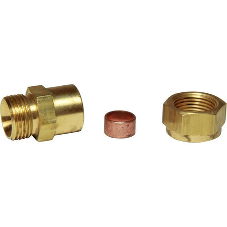 AG Brass Female Stud Coupling 3/8" - 1/4" BSP - PROTEUS MARINE STORE