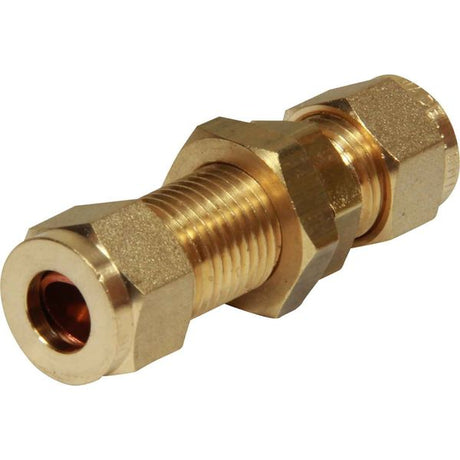 AG Brass Bulkhead Coupling 5/16" Tube 3/8" - PROTEUS MARINE STORE