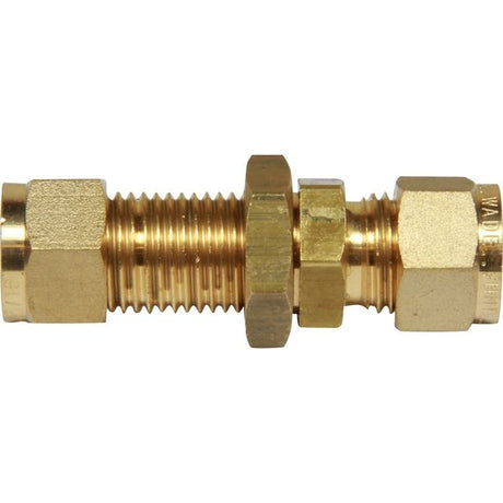 AG Brass Bulkhead Coupling 5/16" Tube 3/8" - PROTEUS MARINE STORE