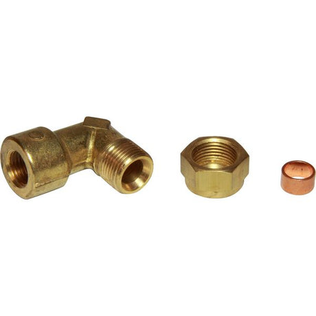 AG Brass Female Stud Elbow Coupling 3/8" x 1/4" BSP - PROTEUS MARINE STORE