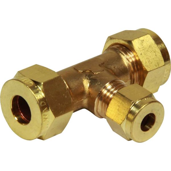 Wade Brass Tee Coupling 3/8" x 3/8" x 1/4" - PROTEUS MARINE STORE