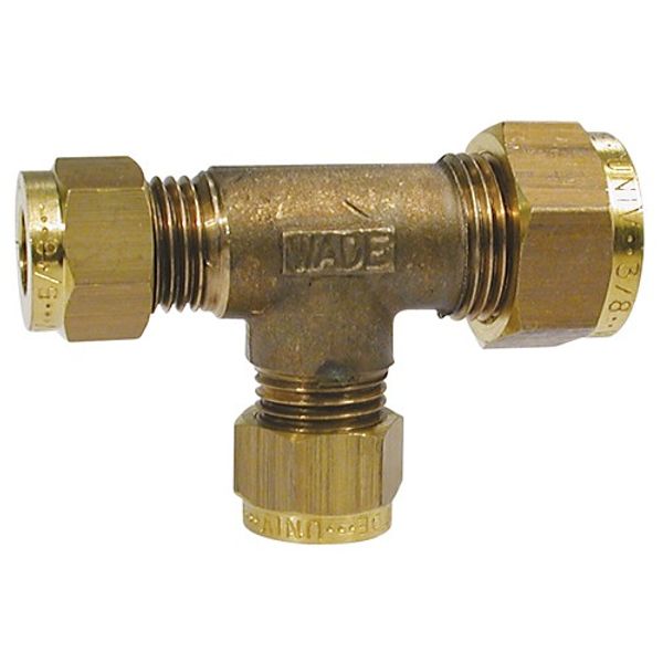 AG Brass Tee Coupling 3/8" x 5/16" x 5/16" - PROTEUS MARINE STORE