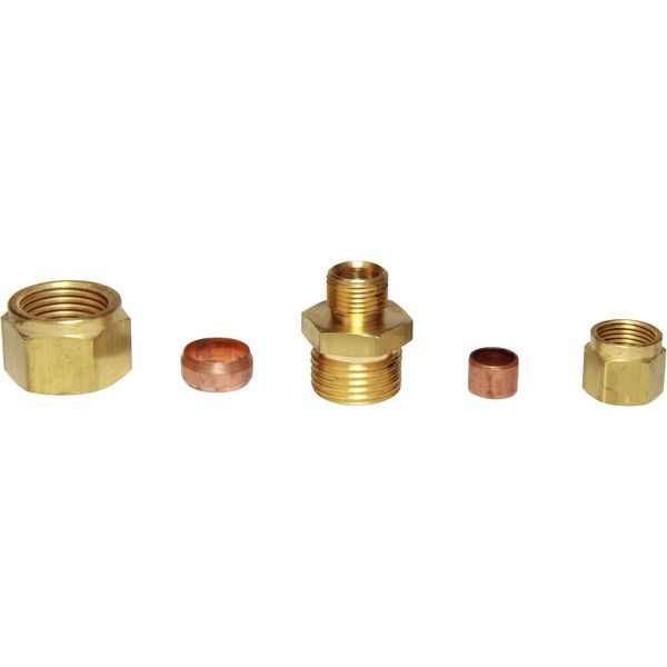 AG Brass Straight Coupling 12mm x 8mm - PROTEUS MARINE STORE
