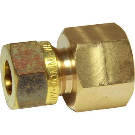 AG Brass Female Stud Coupling 10mm x 3/8" BSP - PROTEUS MARINE STORE