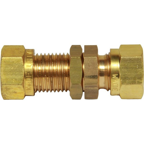 AG Brass Bulkhead Coupling 10mm Tube OD - PROTEUS MARINE STORE