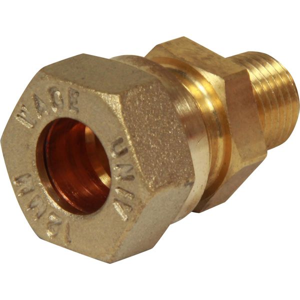 AG Brass Male Stud Coupling 12mm x 1/4" BSP Taper - PROTEUS MARINE STORE